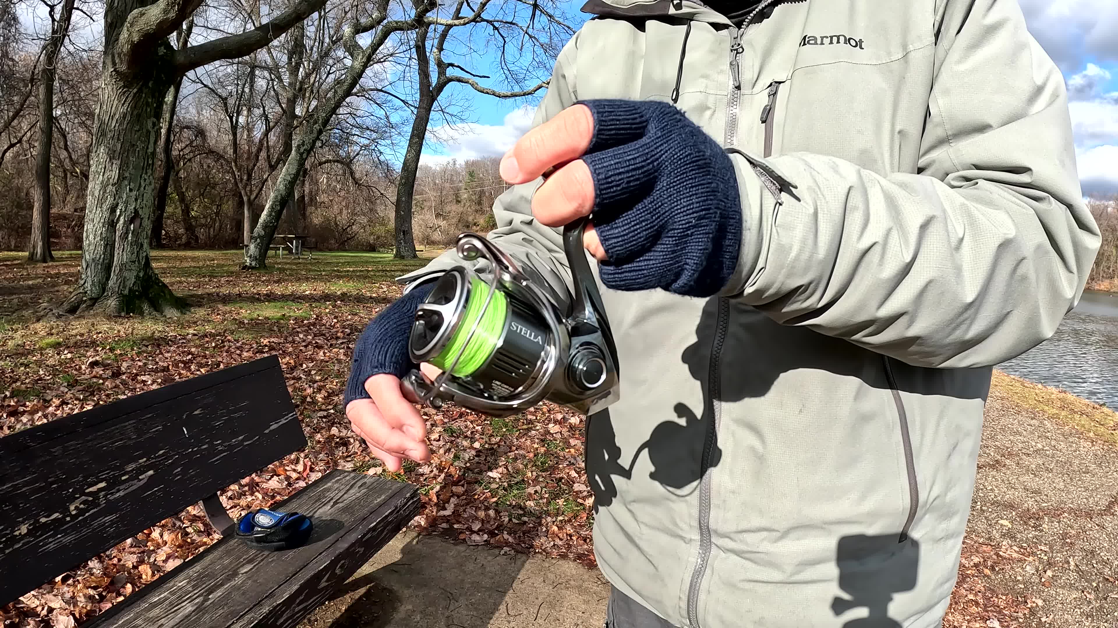 Close-up of the Shimano Stella FK reel.