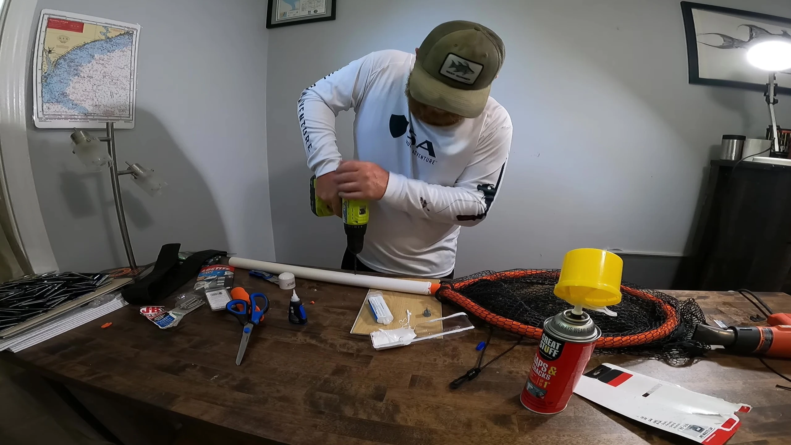 Drilling holes in the PVC pipe