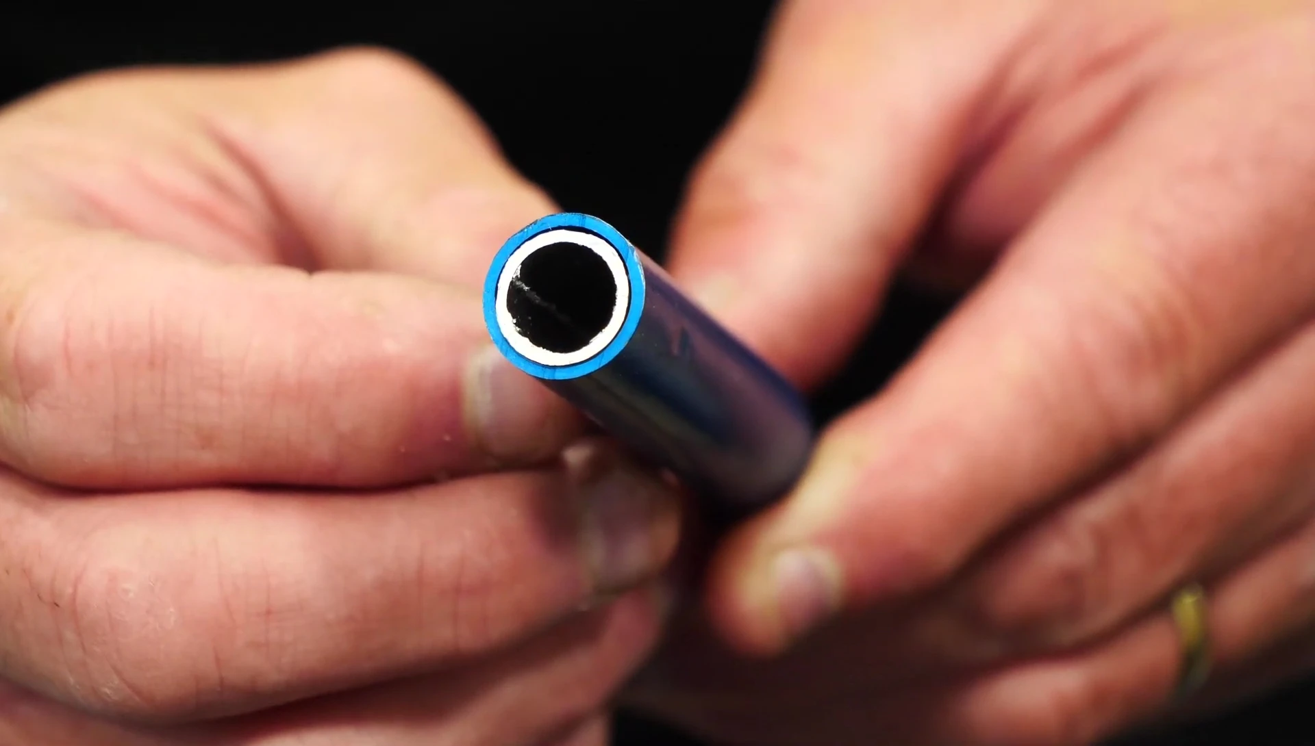 Highlighting the reinforced 1/2 inch aluminum tubing inside the hoop.