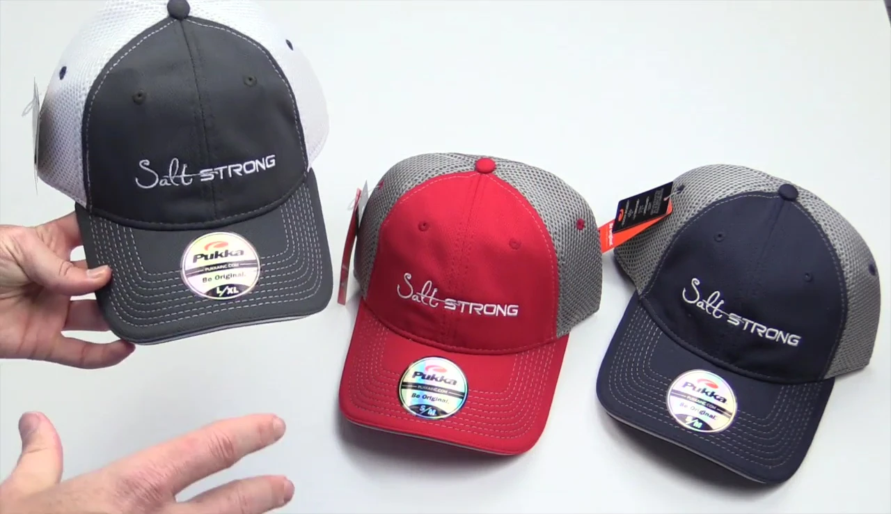Close-up shot of the hat with sizing information visible