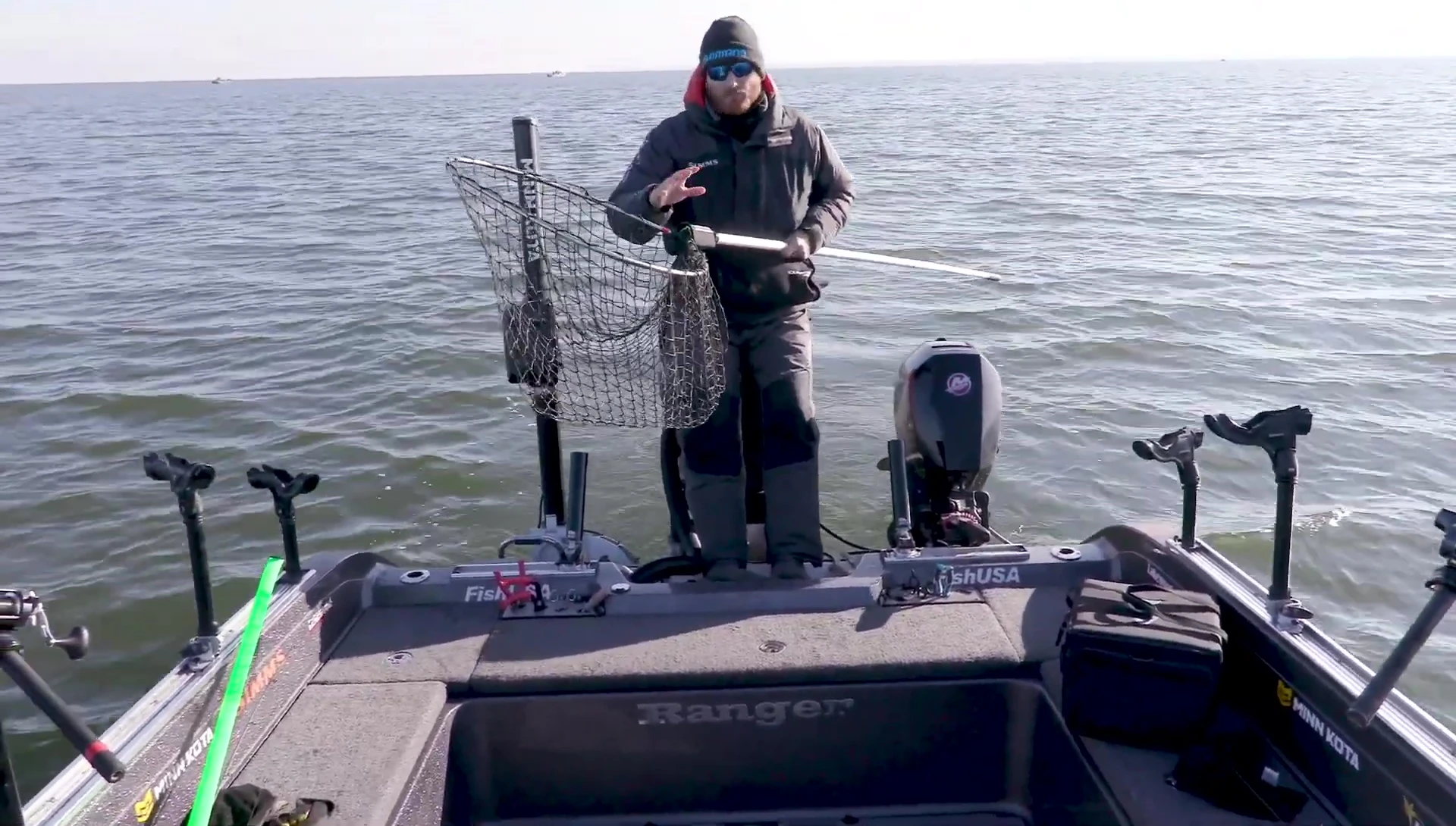 Close-up of the net yoke and boat protector