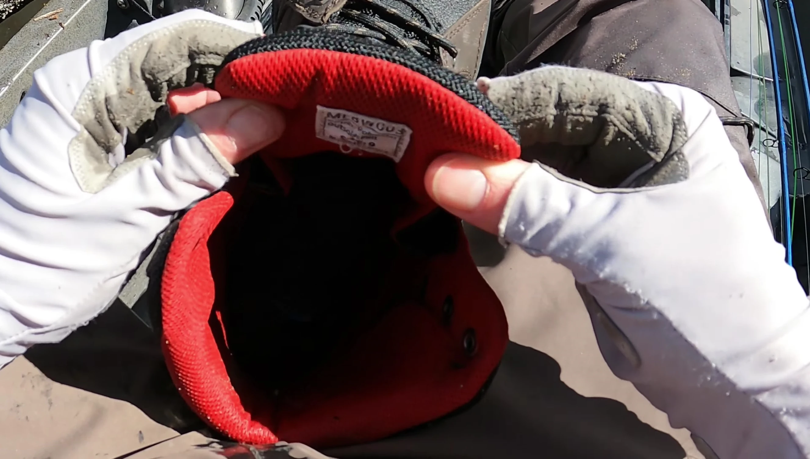 Close-up showing the thick cushioning on the tongue of the boot.