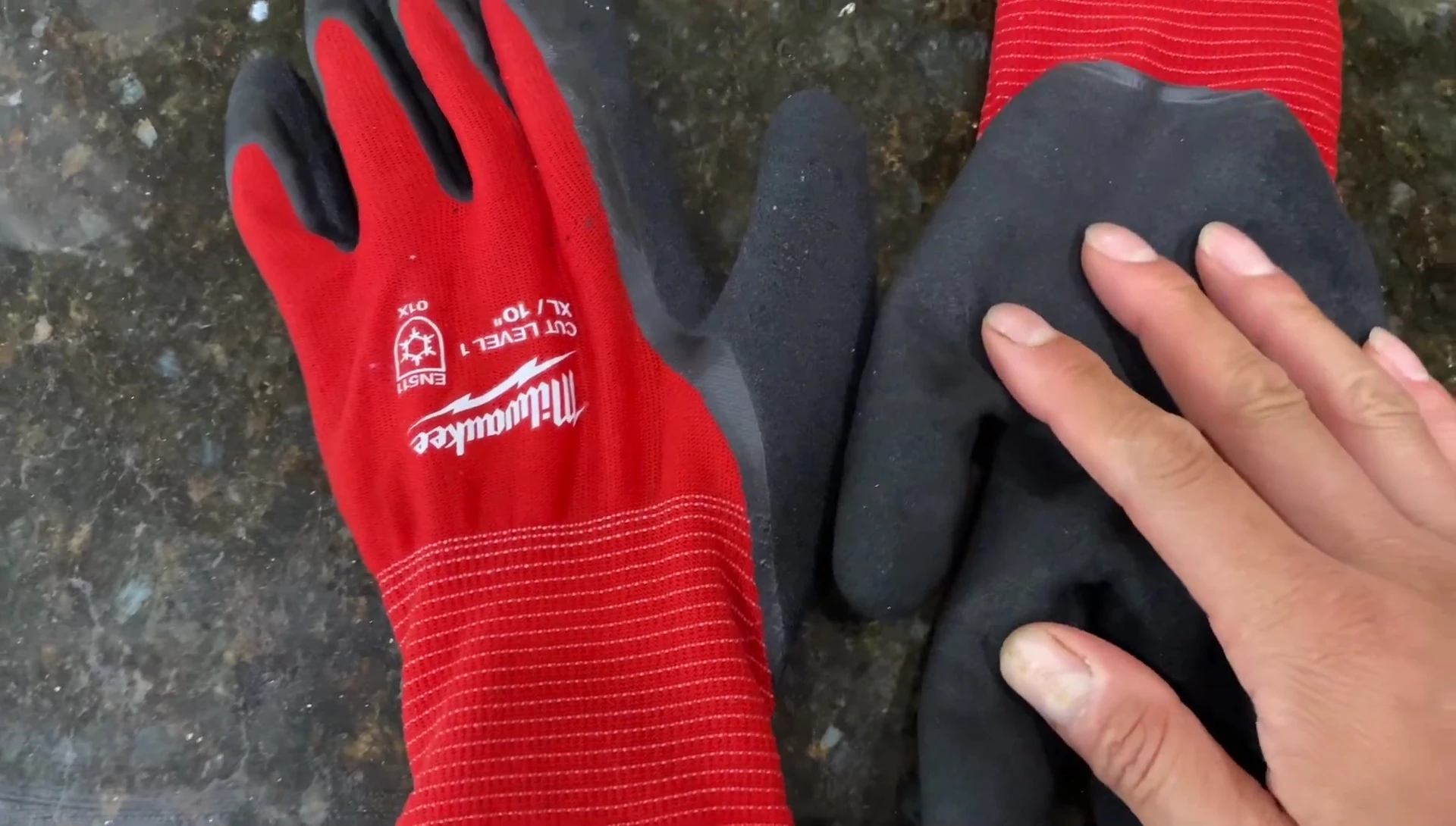 Person wearing the gloves while fishing.