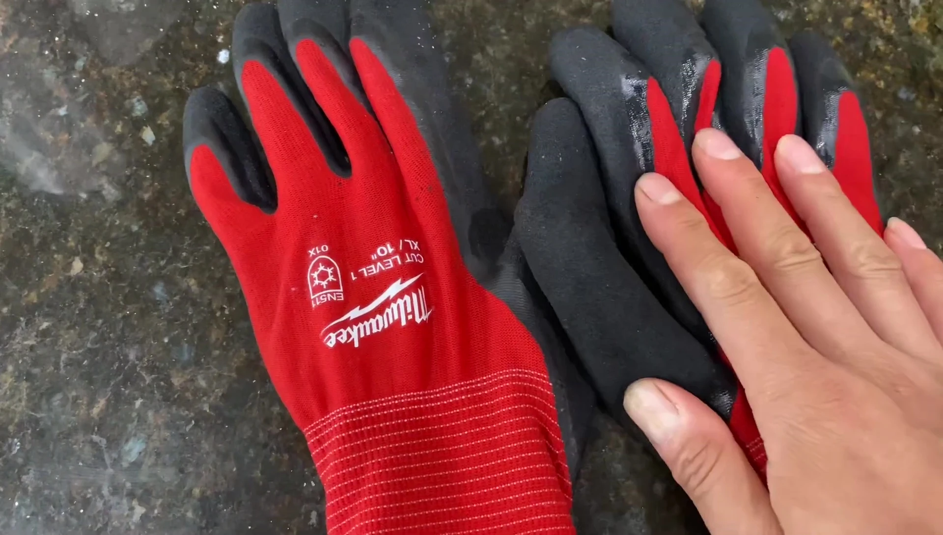 Gloves being cleaned.