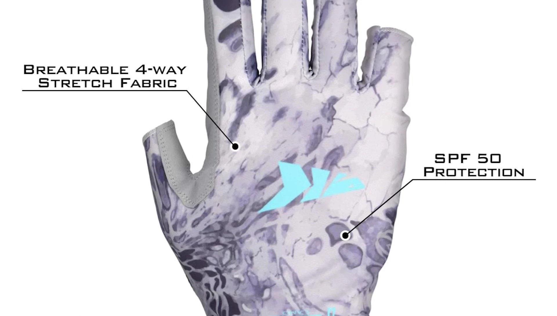 Close up showing padding and pull tabs of Cast King gloves