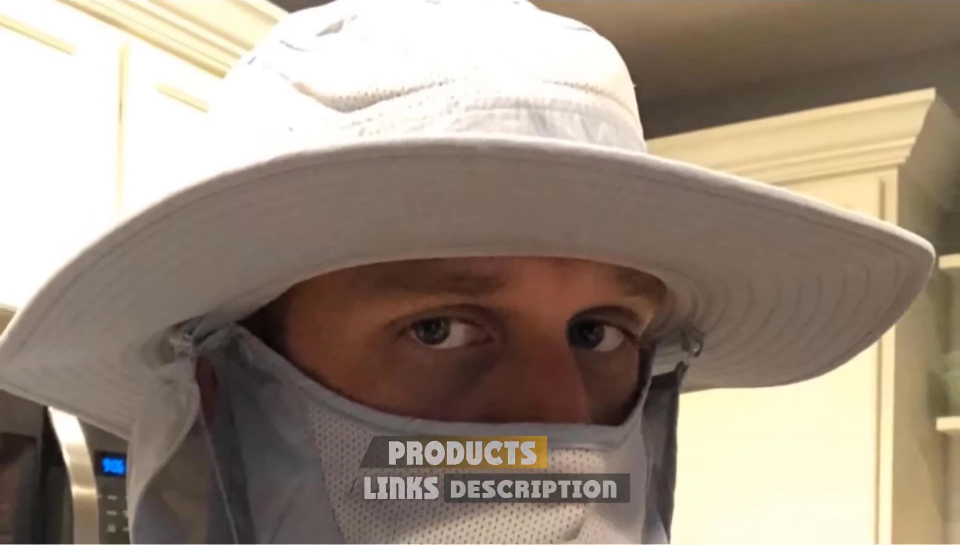 Close-up of the Dedituor hat's face mask feature