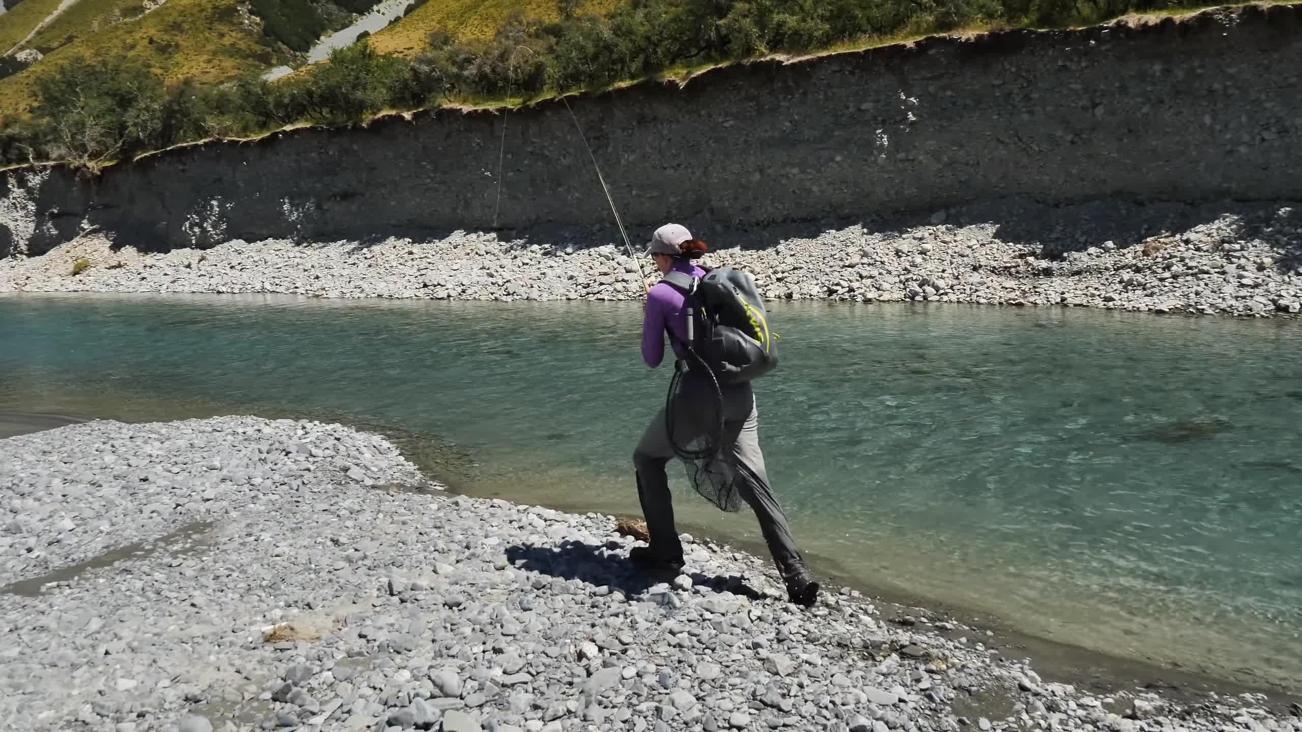 A shot showing the boots during the extensive hiking and fishing trip.