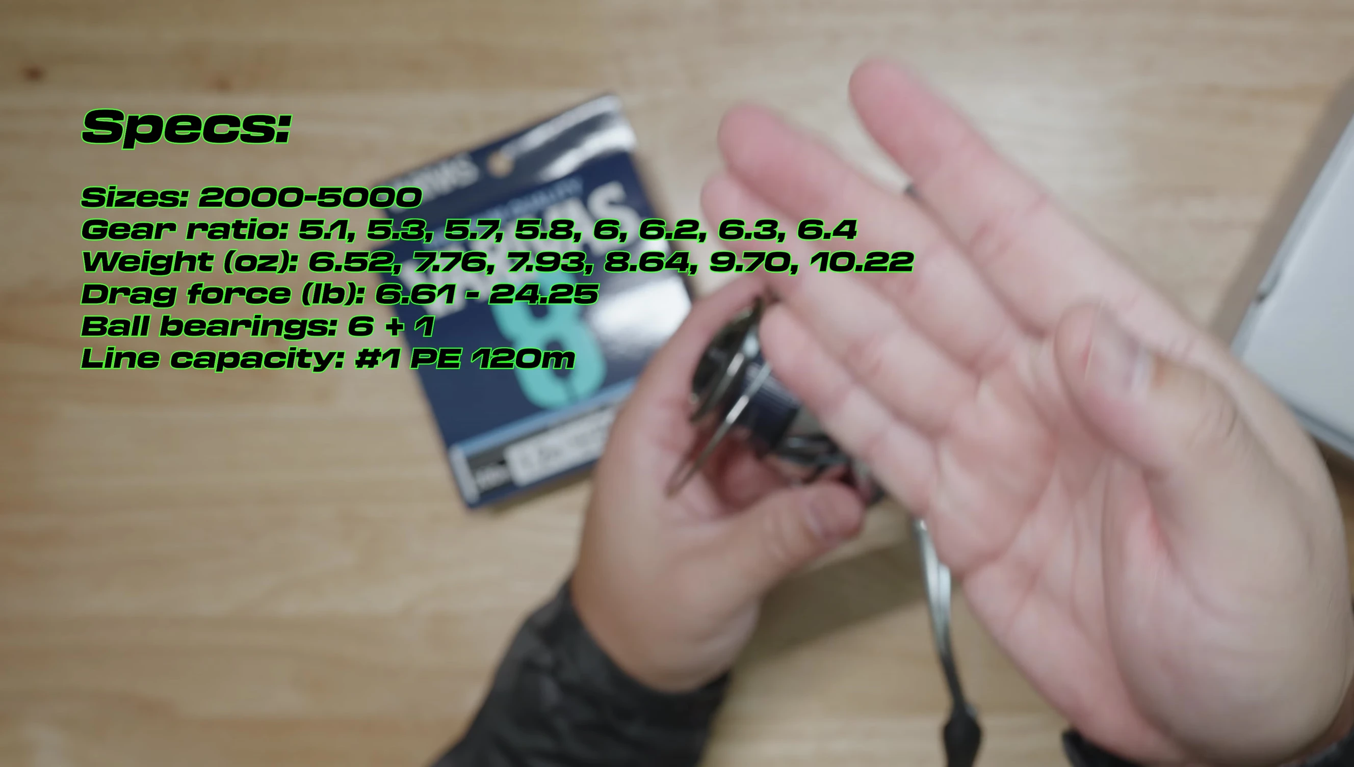 Reel specifications mentioned