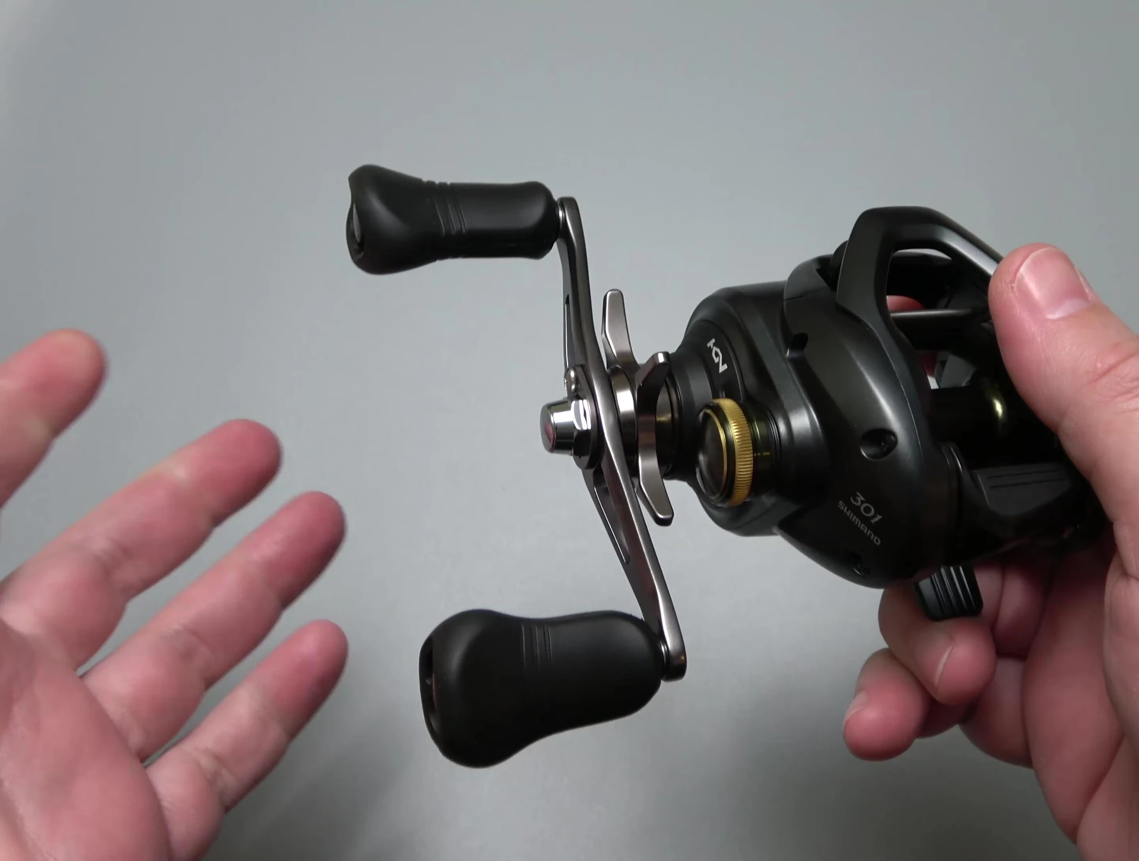 Close-up of the reel highlighting the gear ratio.