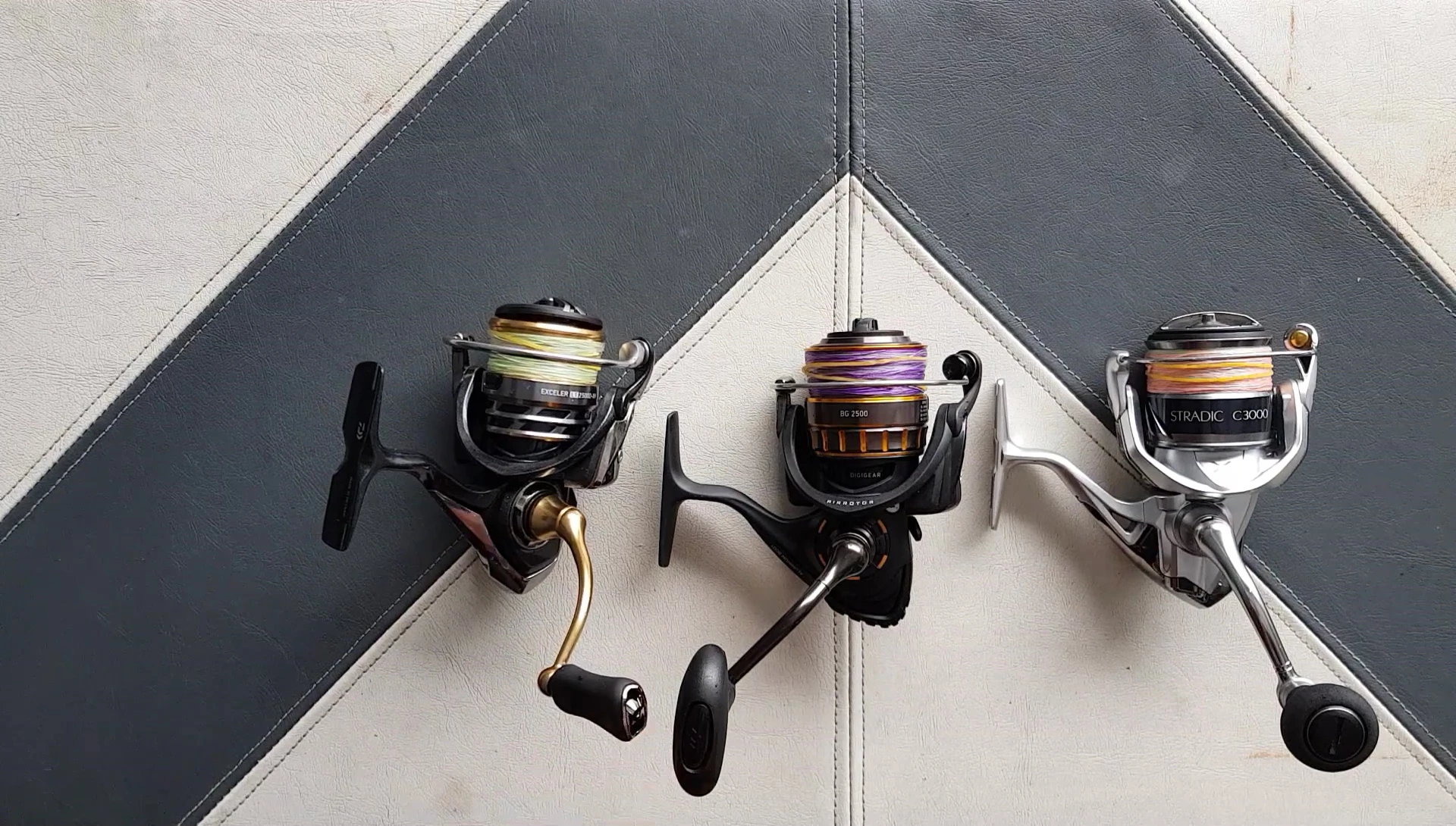 The speaker holding the Daiwa Exceler reel showing its lightweight design