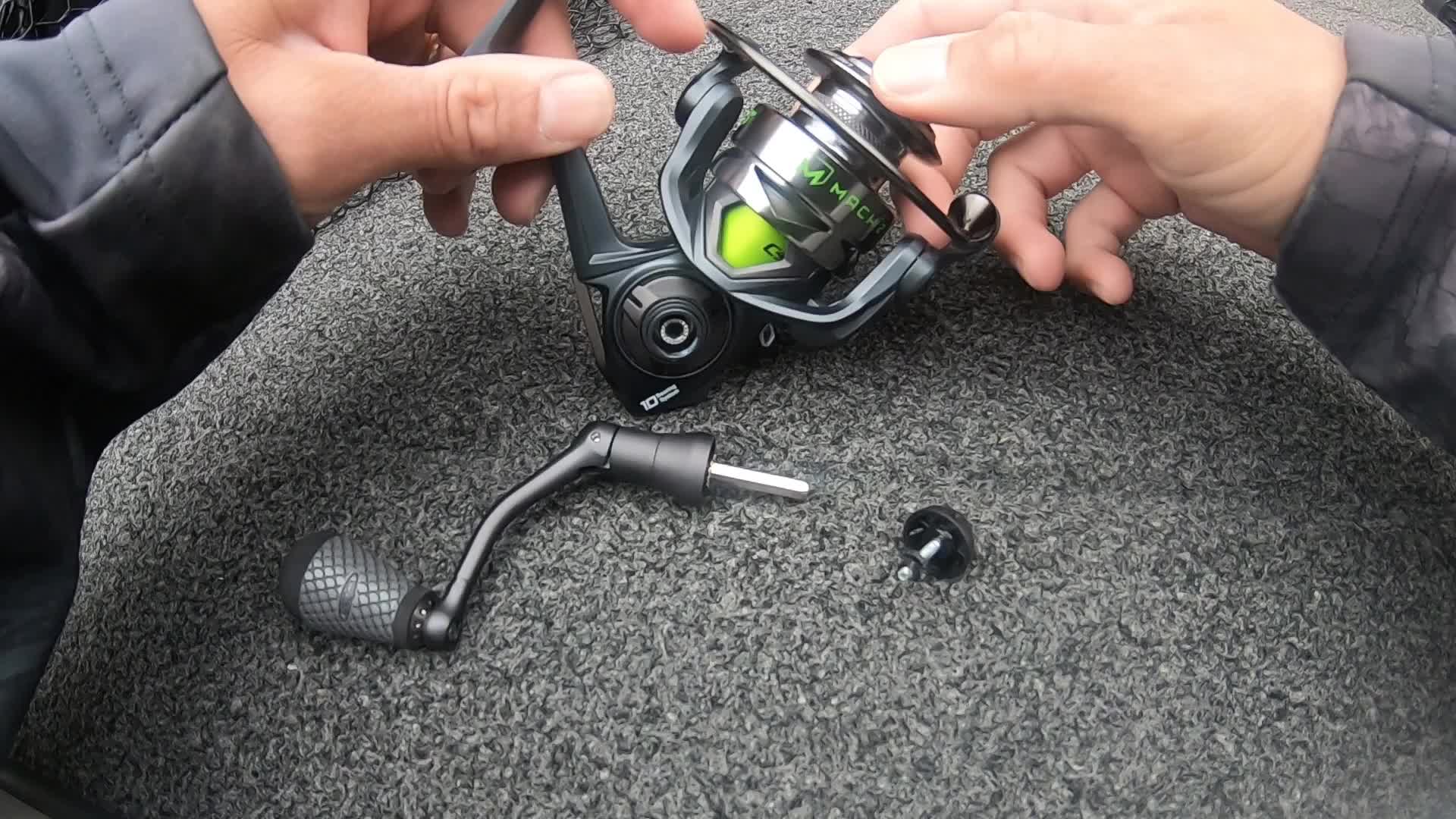 Close-up of the Lew's MACH 2 reel in its packaging