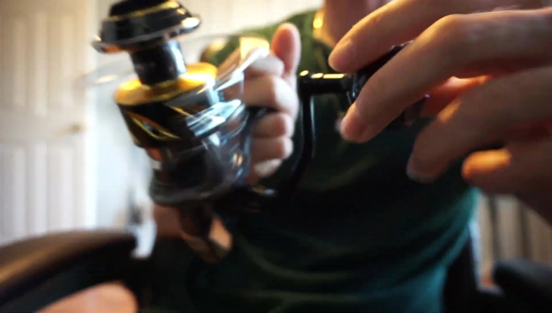 Testing the reel's smooth rotation