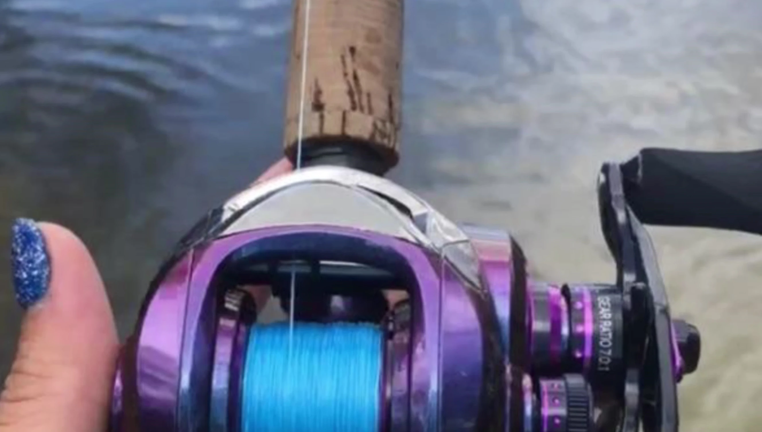 Close-up of the Sufix reel's aluminum body