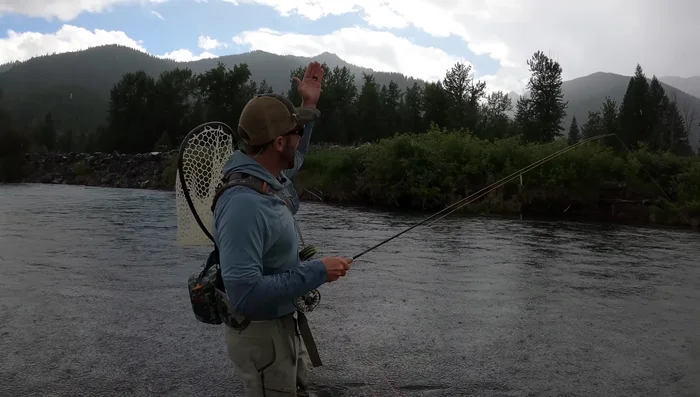 Finish the cast with your rod tip high to allow slack and prevent drag.