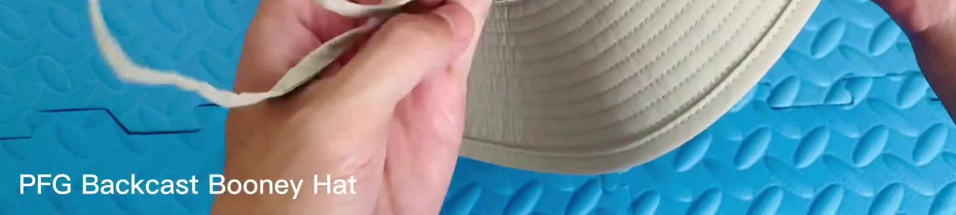 Person adjusting the drawstring of the hat.