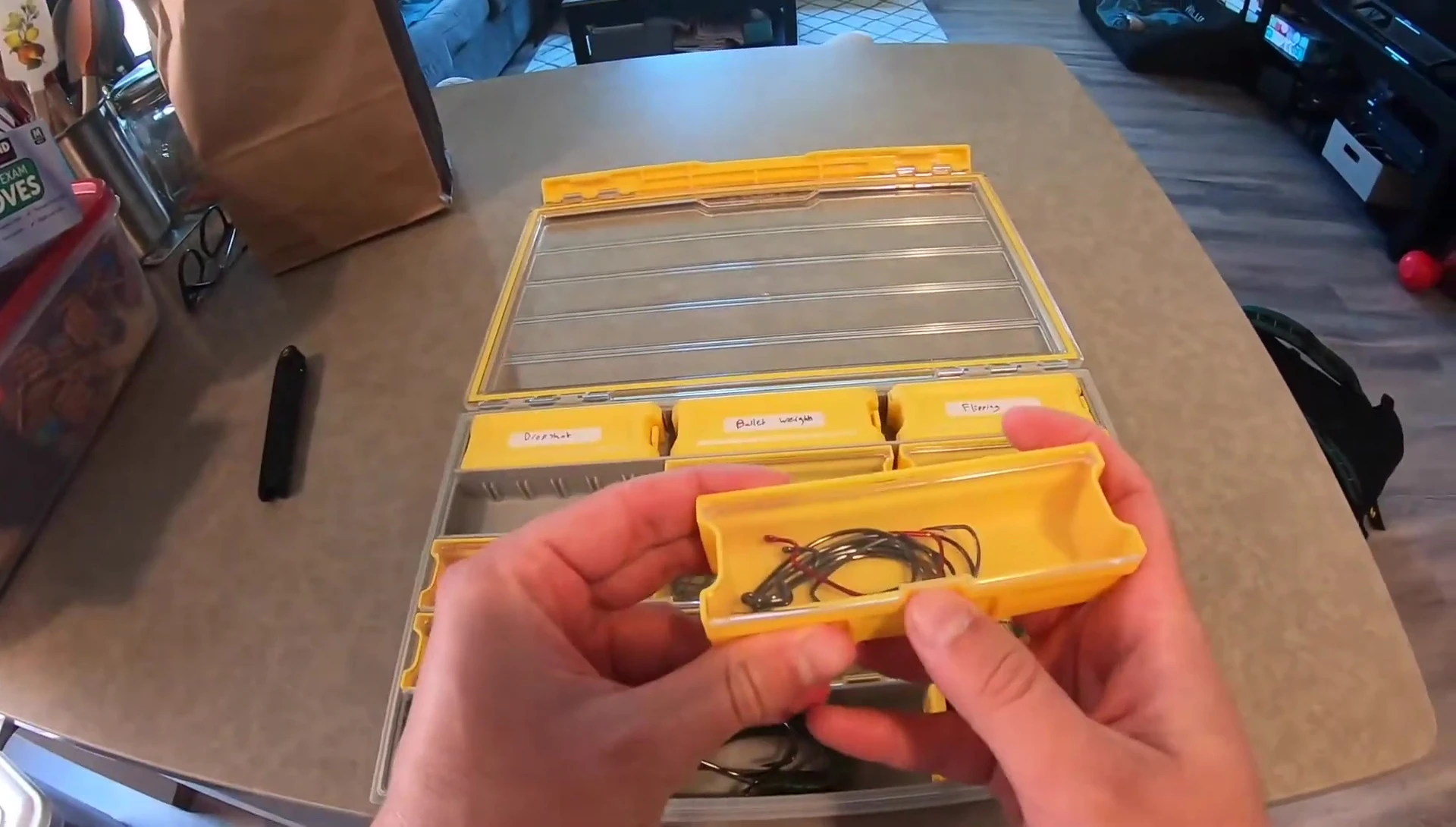 Close-up view of the latch mechanism on a compartment.