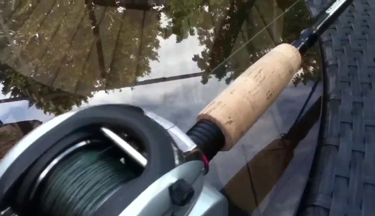 Close-up shot showing the braid on the reel.