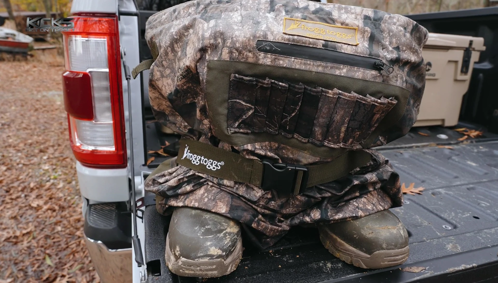 Waders hanging to dry, showcasing the design that facilitates air circulation.