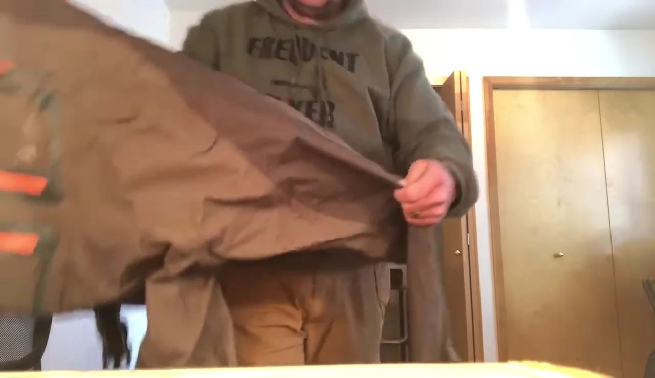 Close-up of the stitching on the waders.