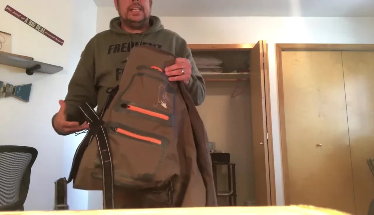 The reviewer demonstrating the ease of movement in the waders.