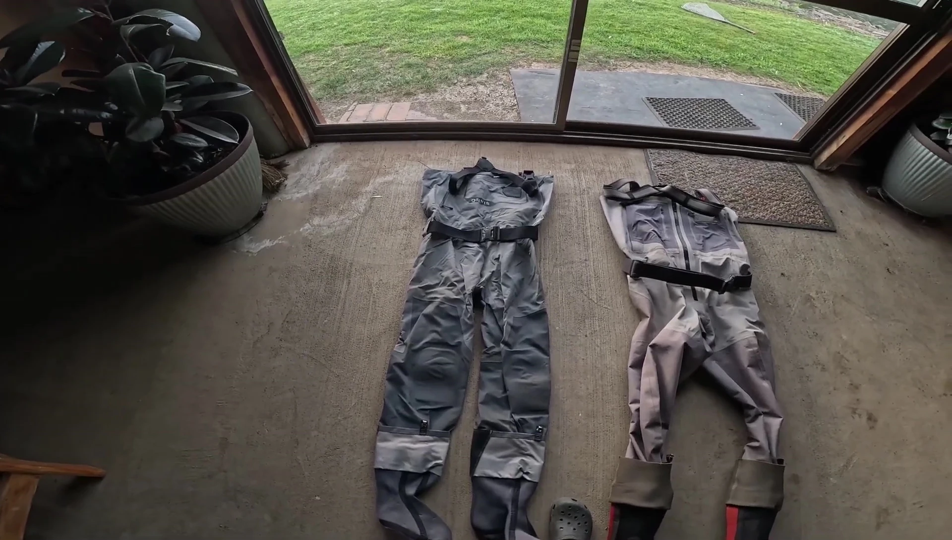 Close-up shot of the Simms G4Z waders.