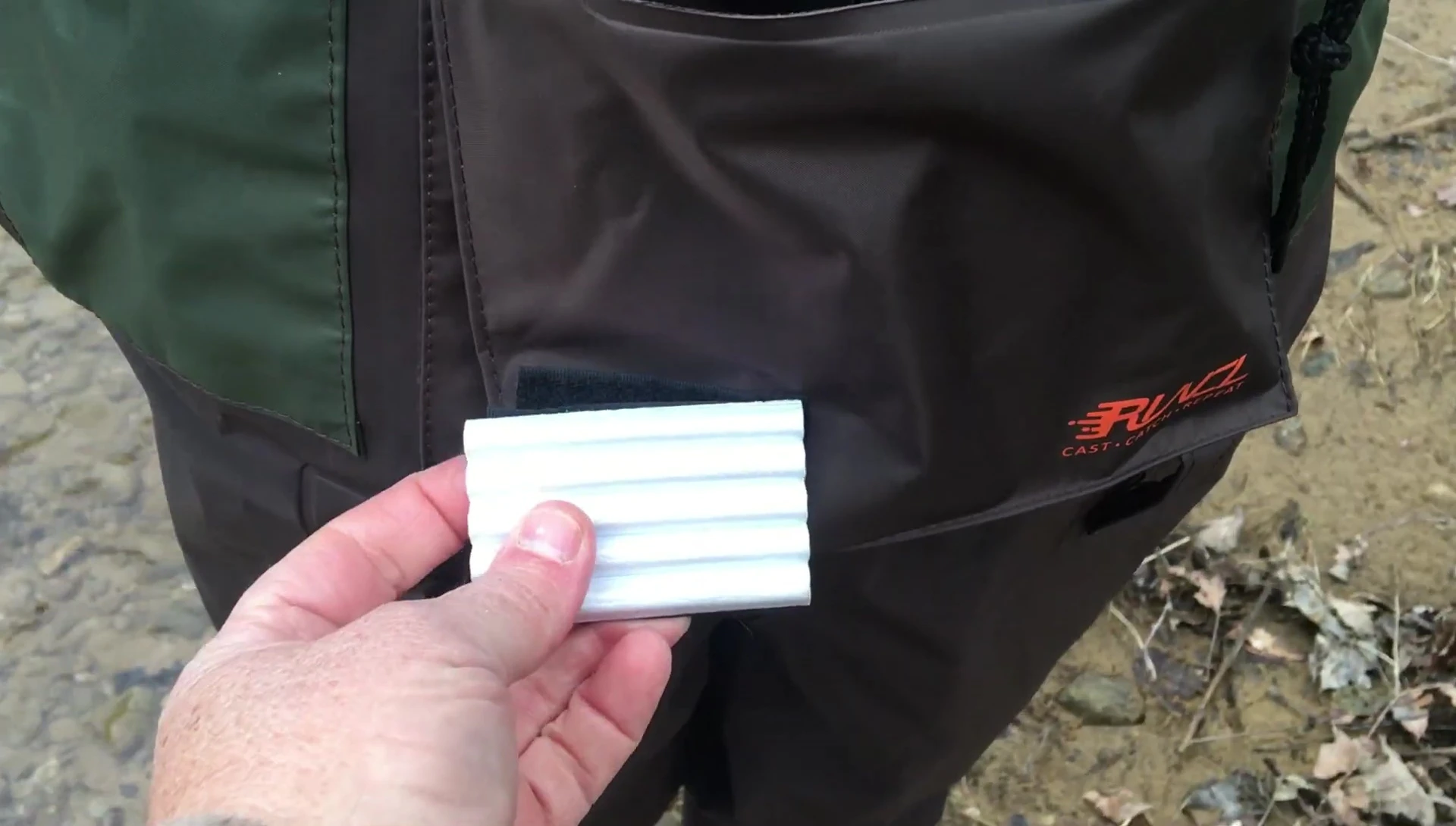 Detail shot of the Velcro fly patch