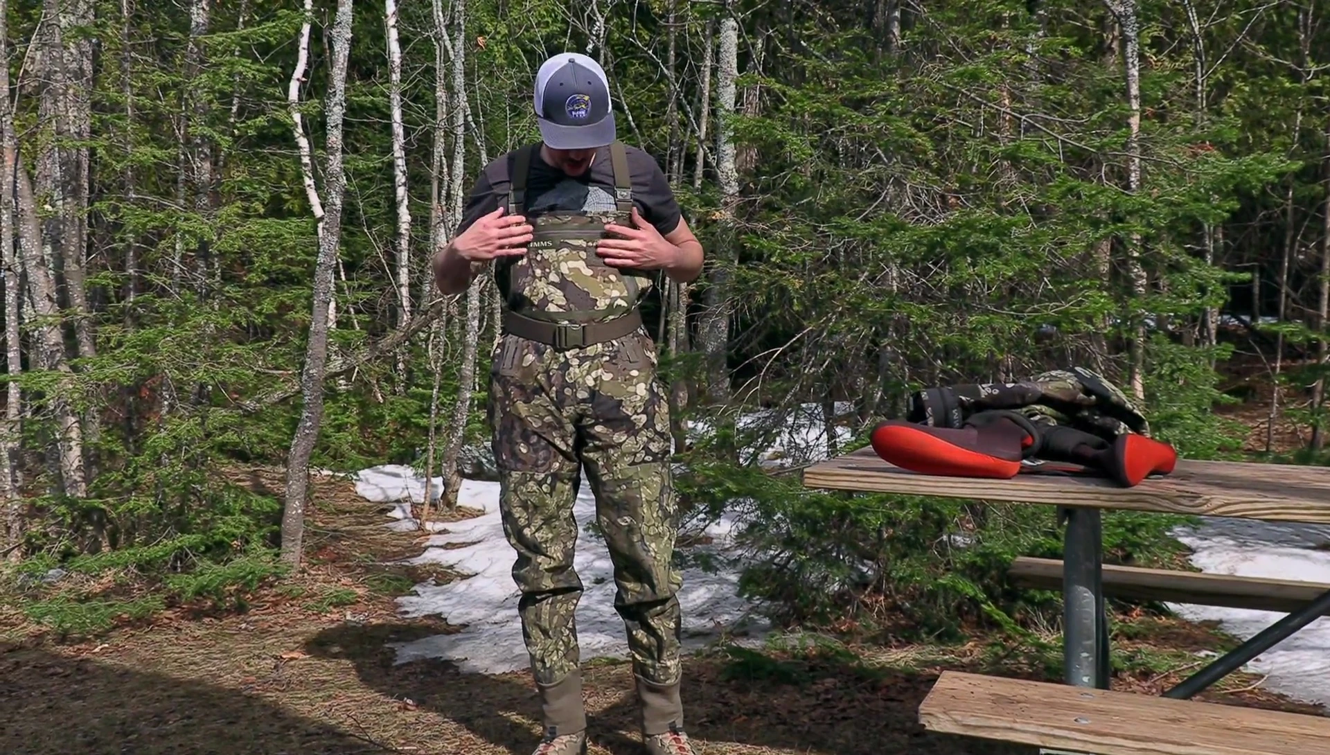 Side-by-side comparison of the fit of the old and new waders.