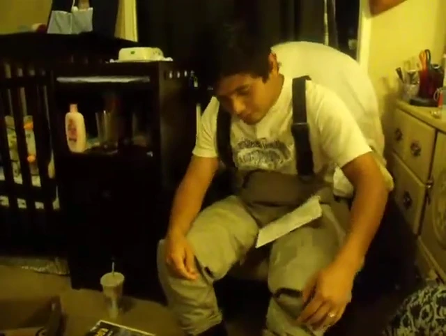 The reviewer wearing the waders.