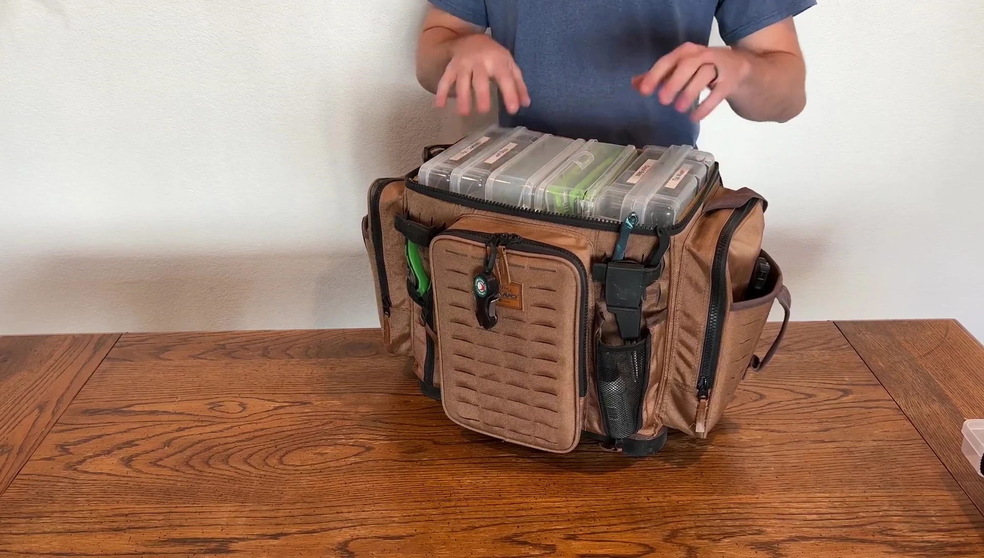 The main compartment filled with tackle boxes.