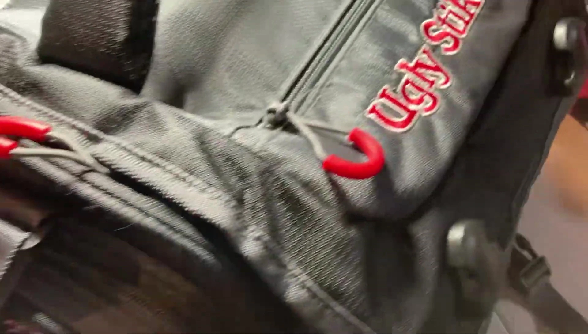 Junie showing the bag's exterior.