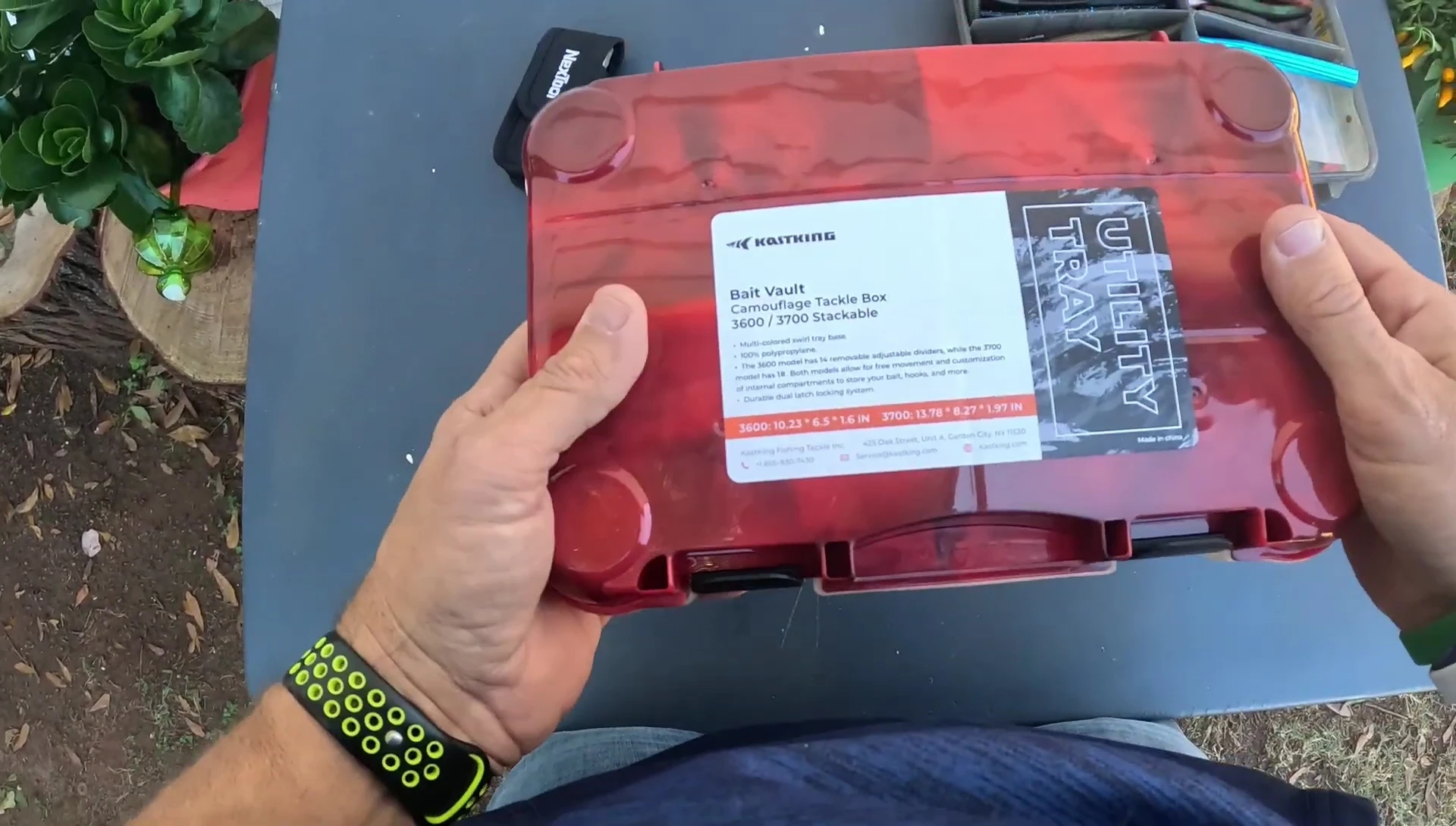 Close-up shot of the stackable design of the KastKing Bait Vaults.