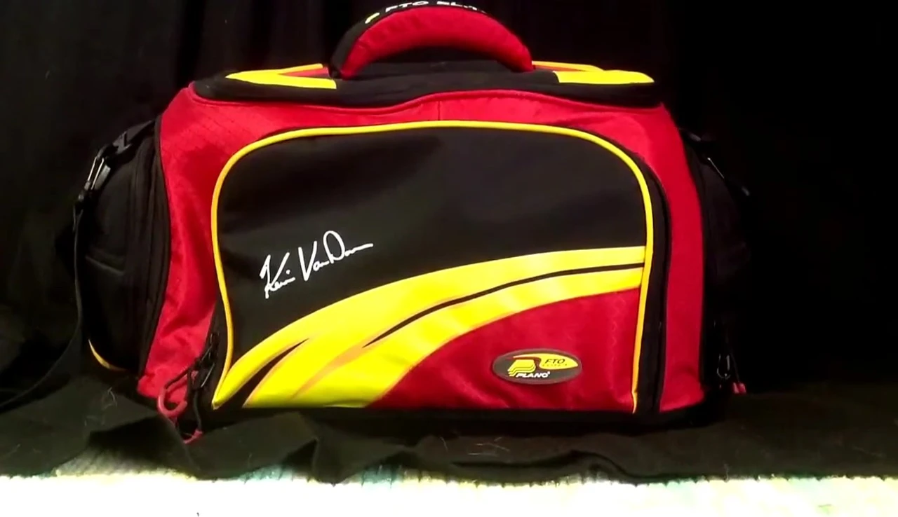 Close-up of the front and side pockets of the Plano FTO Elite Series Tackle Bag.