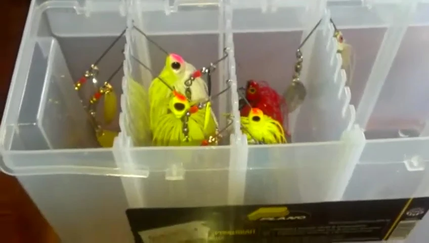 Some of the spinnerbaits in the box.