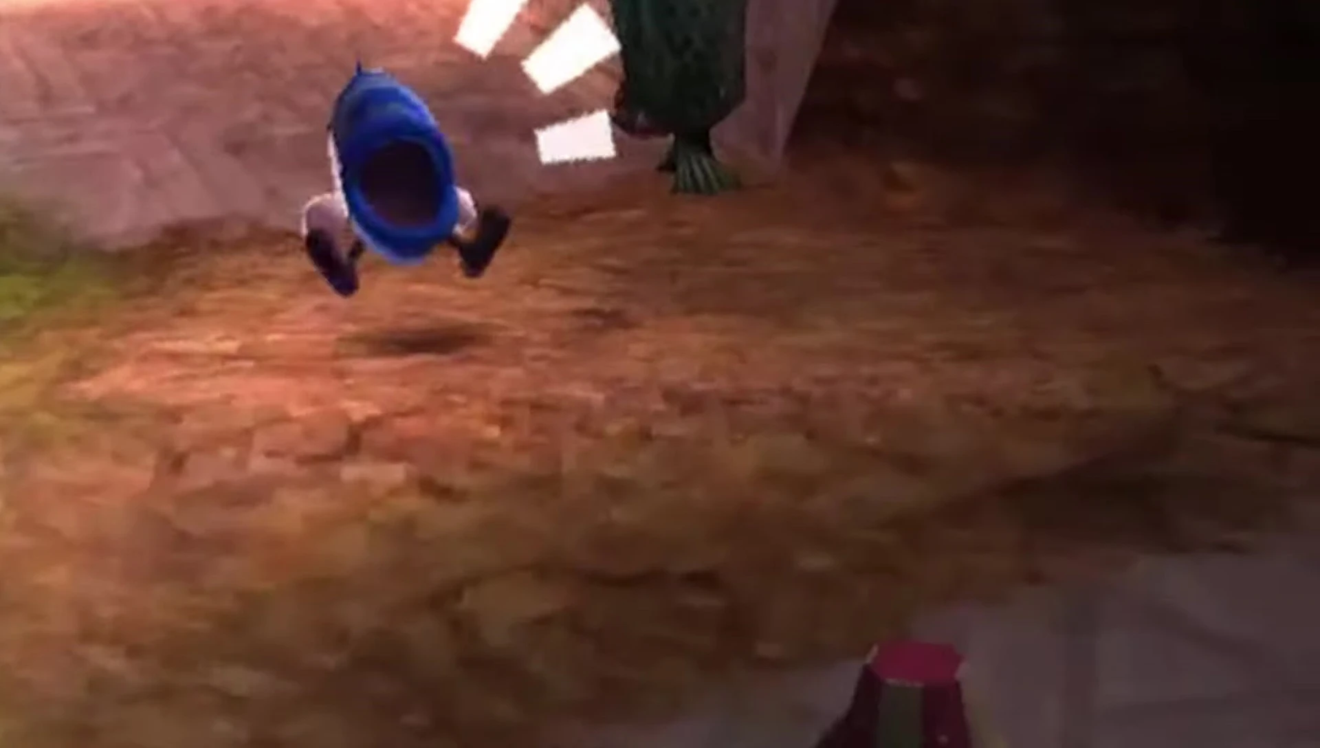 Gameplay footage showing a fish with legs running away.