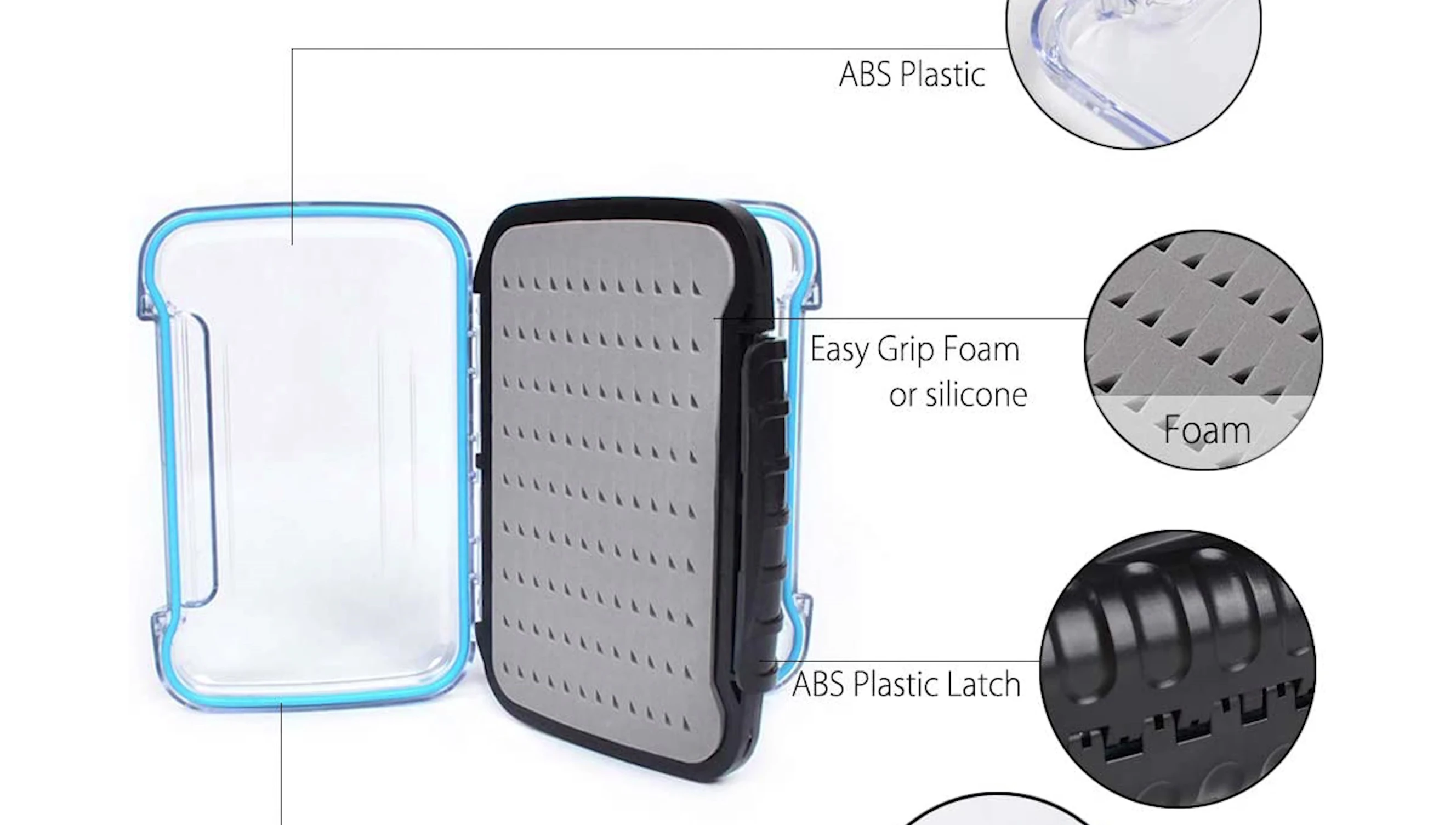 Close-up of the Dr. Fish box's double lid and gasket seal