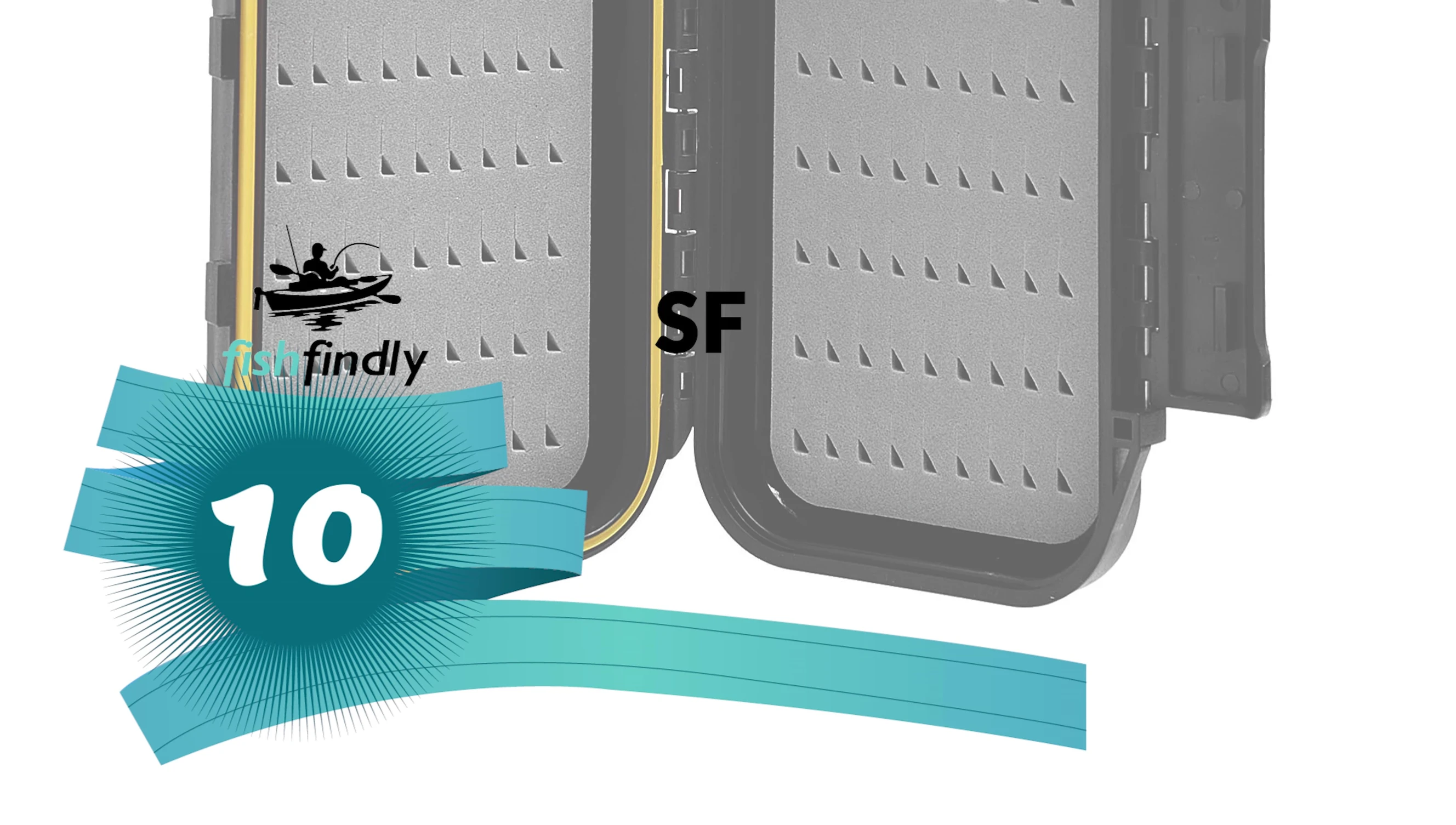 SF Waterproof Fly Box close-up showcasing its double-sided design