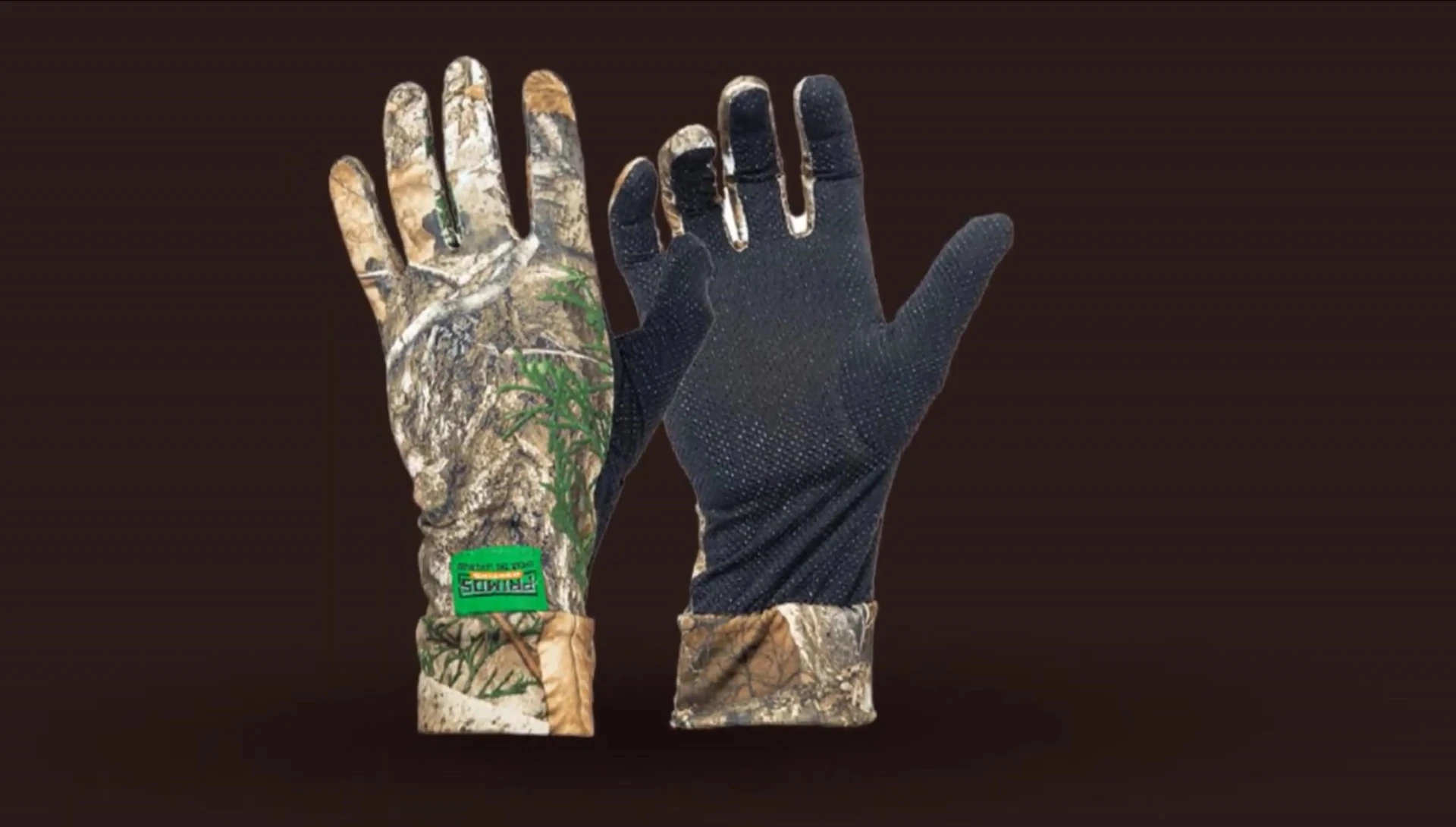 Close-up highlighting the stretchable fabric of the gloves