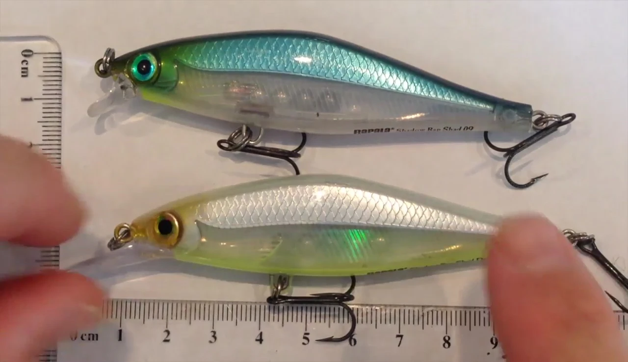 Detailed view of the lure's surface, showcasing the lateral line, foil, and scale pattern.