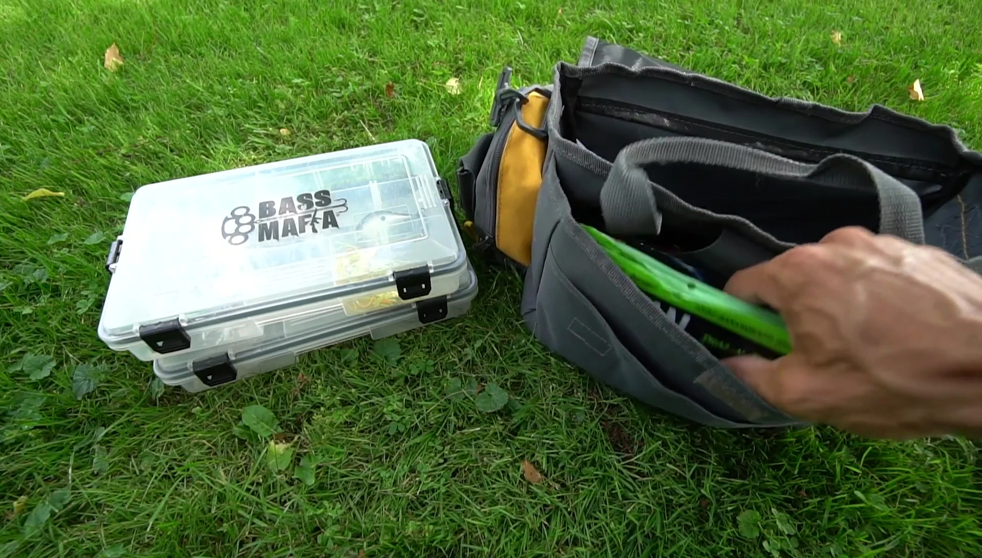 Speaker showcasing the assortment of soft plastics.