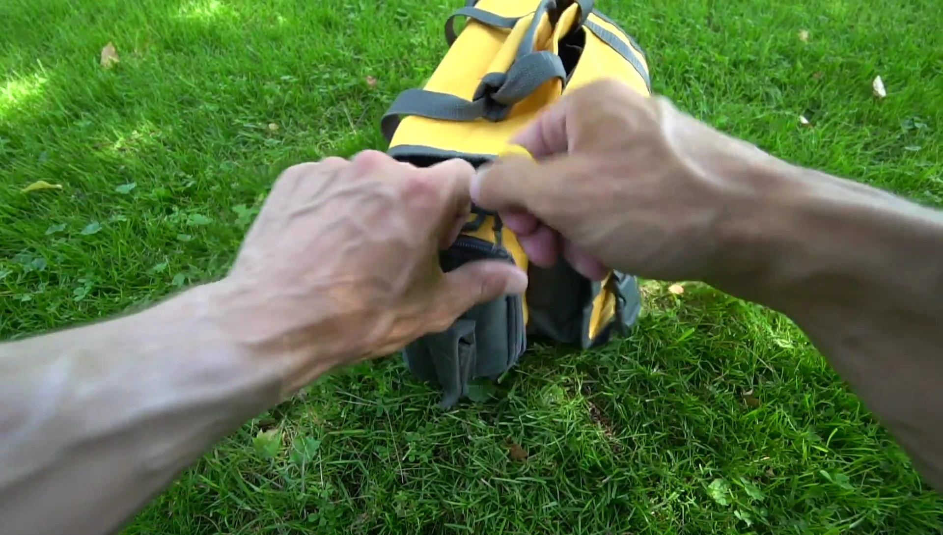 Speaker showing the side pocket of the bag.
