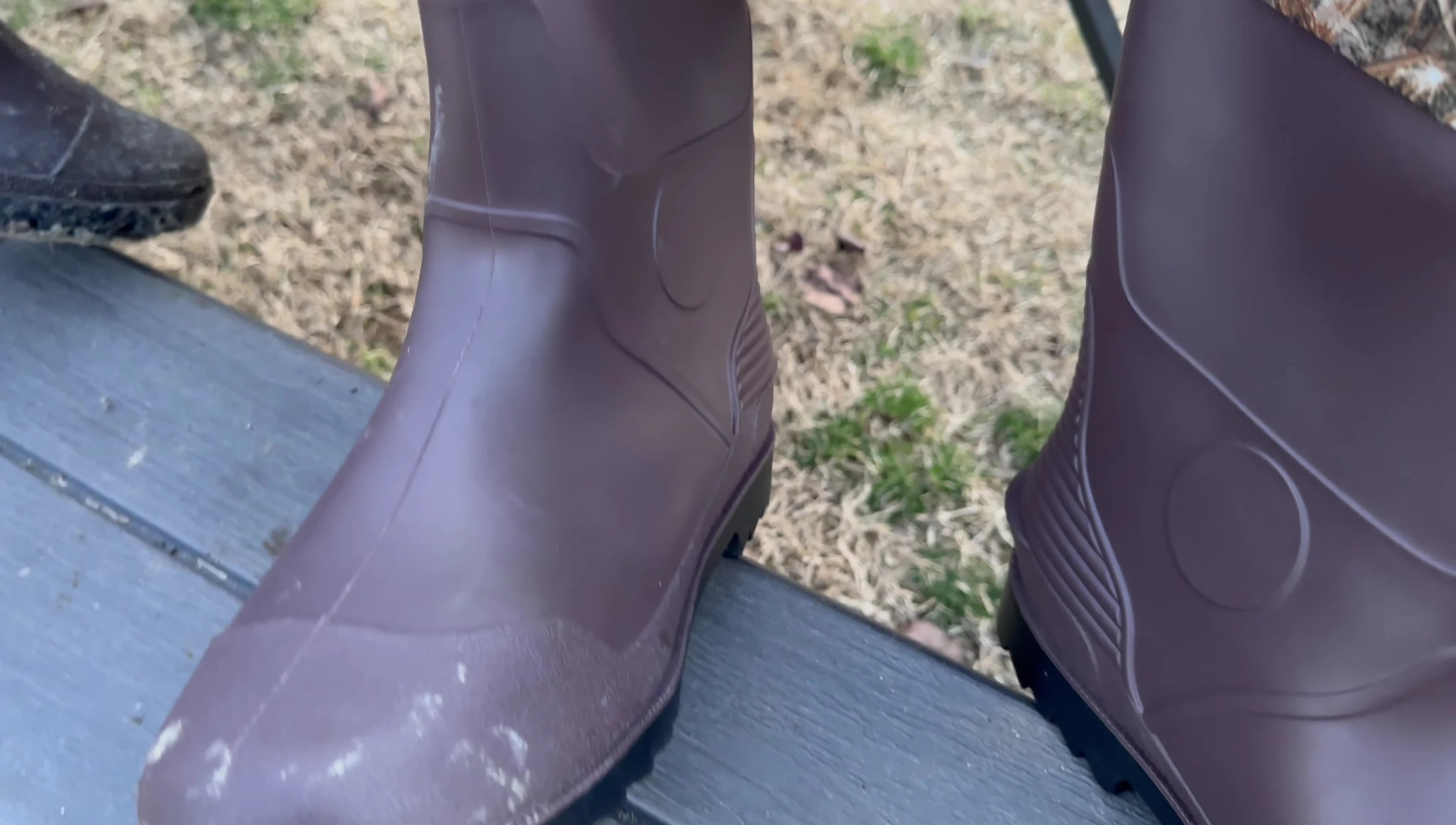 View of the simple rubber boots included with the Dry Code waders.
