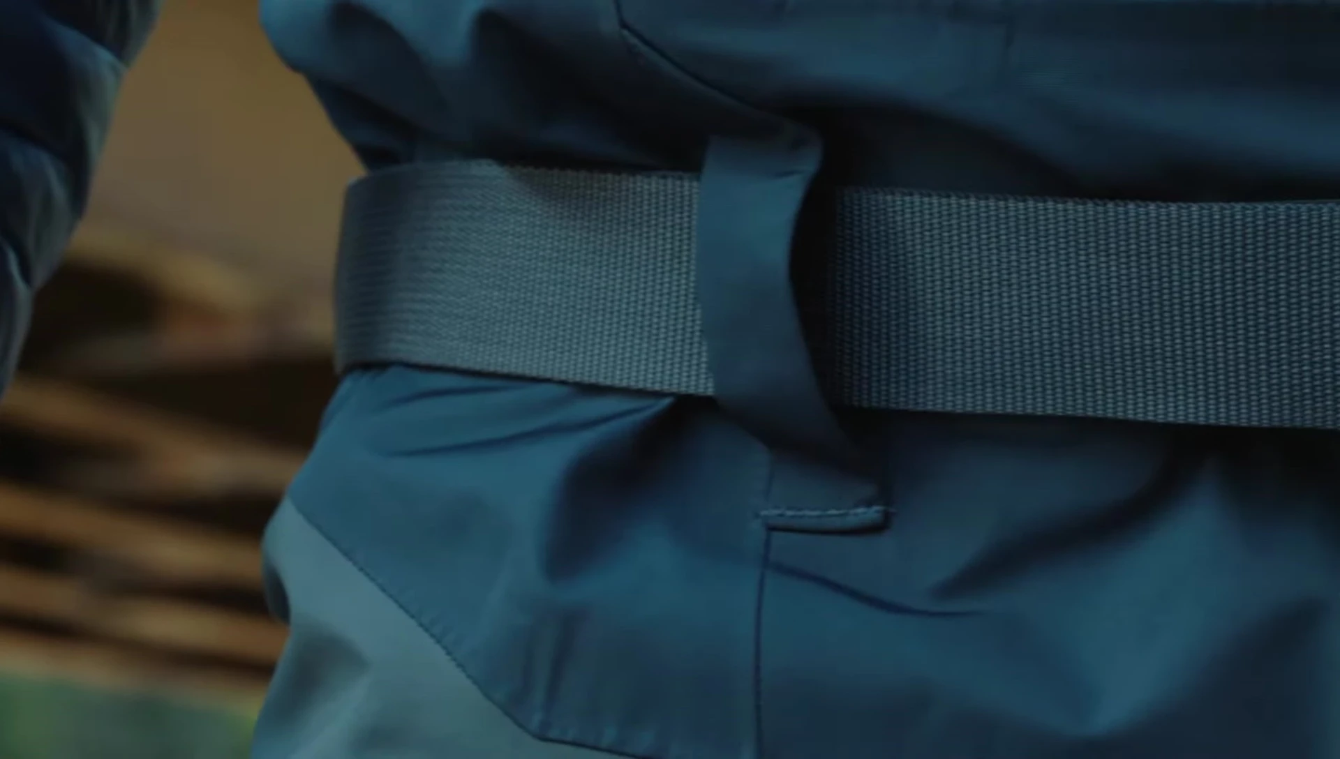 Shot showing the rear belt loops and the secure stretch wading belt.