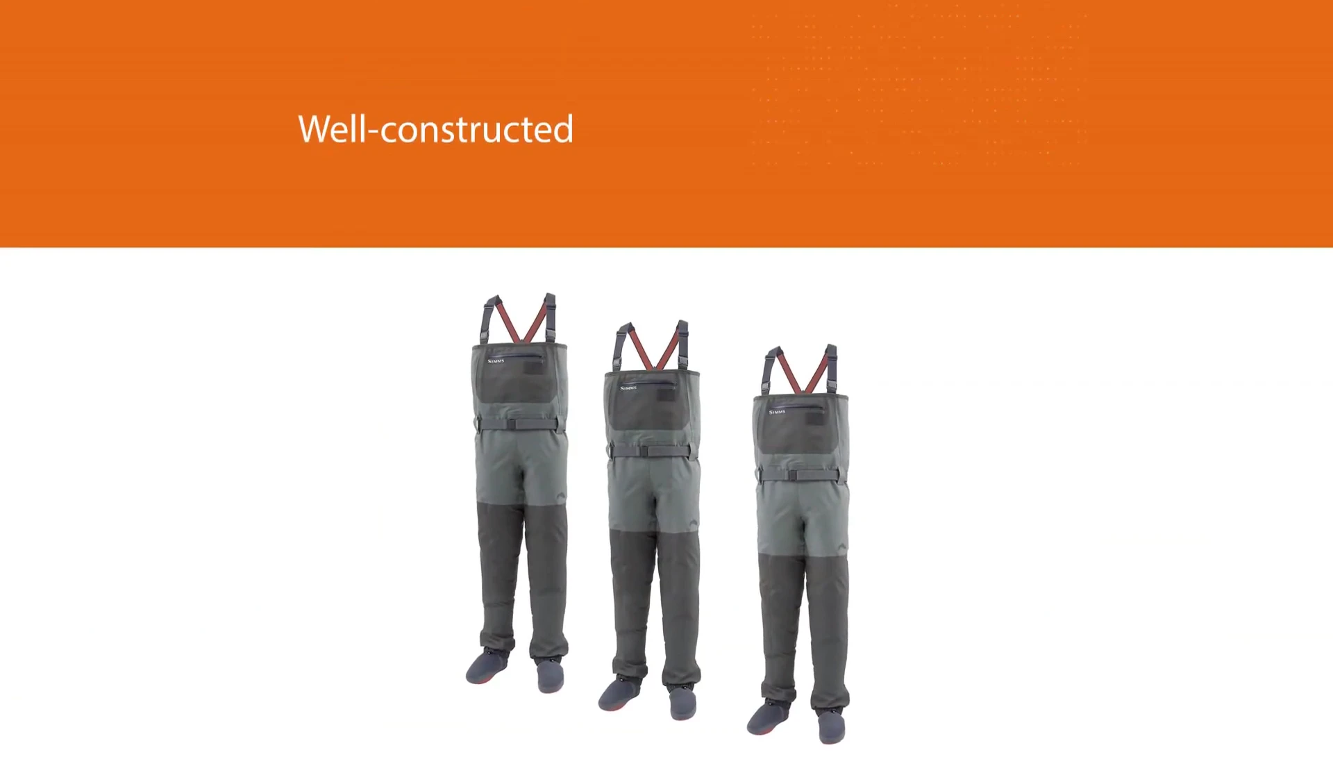 Detail shot showing the pockets of the Simms waders