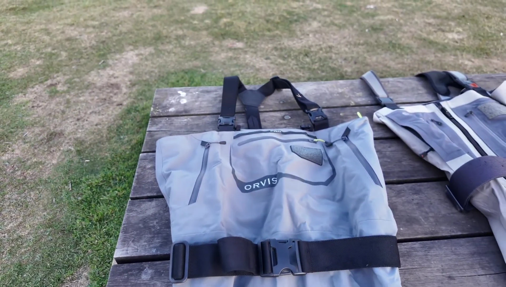 Image showcasing the strong fabric of the Orvis Pro Waders