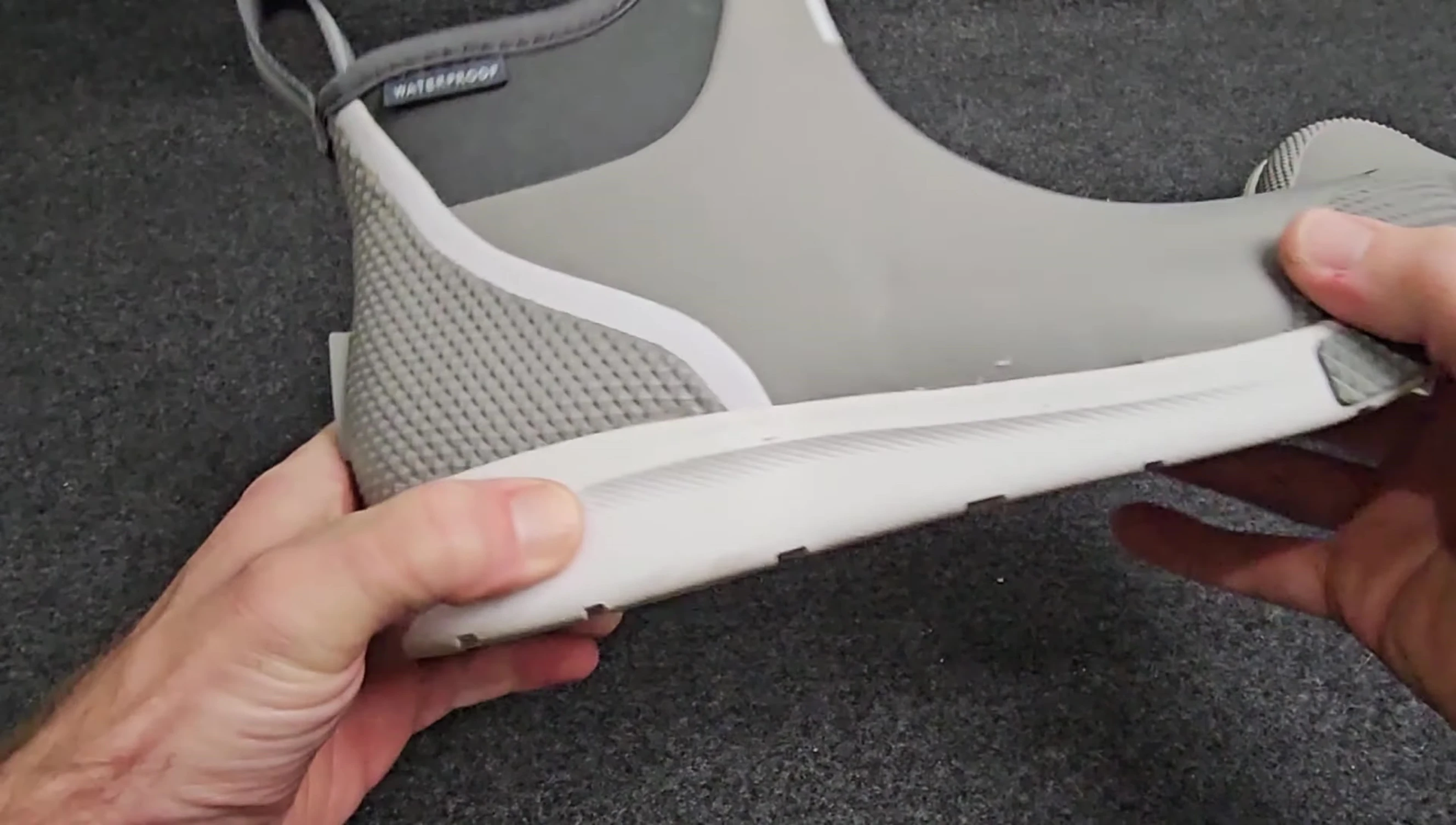 Shot of the sole of the boot, emphasizing its softness