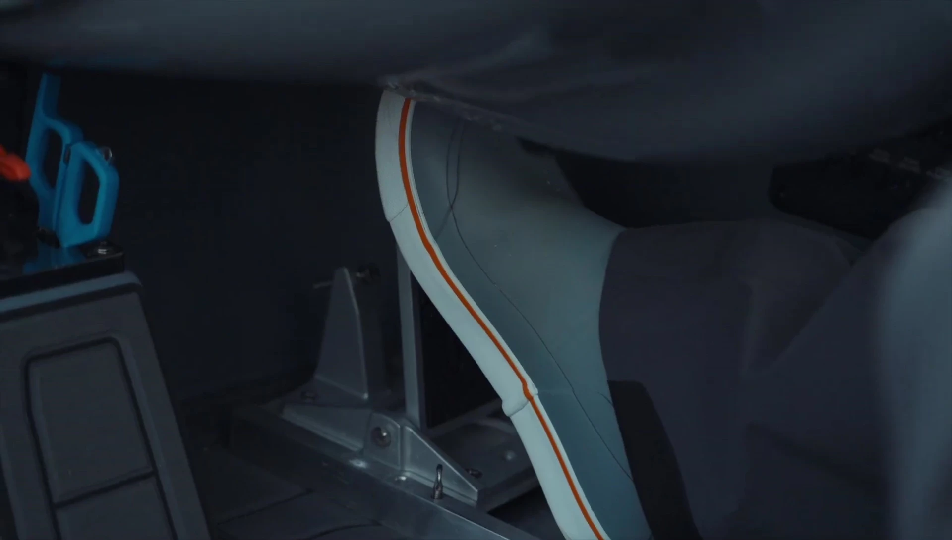 Shot showing Randall Tharp wearing the boots.