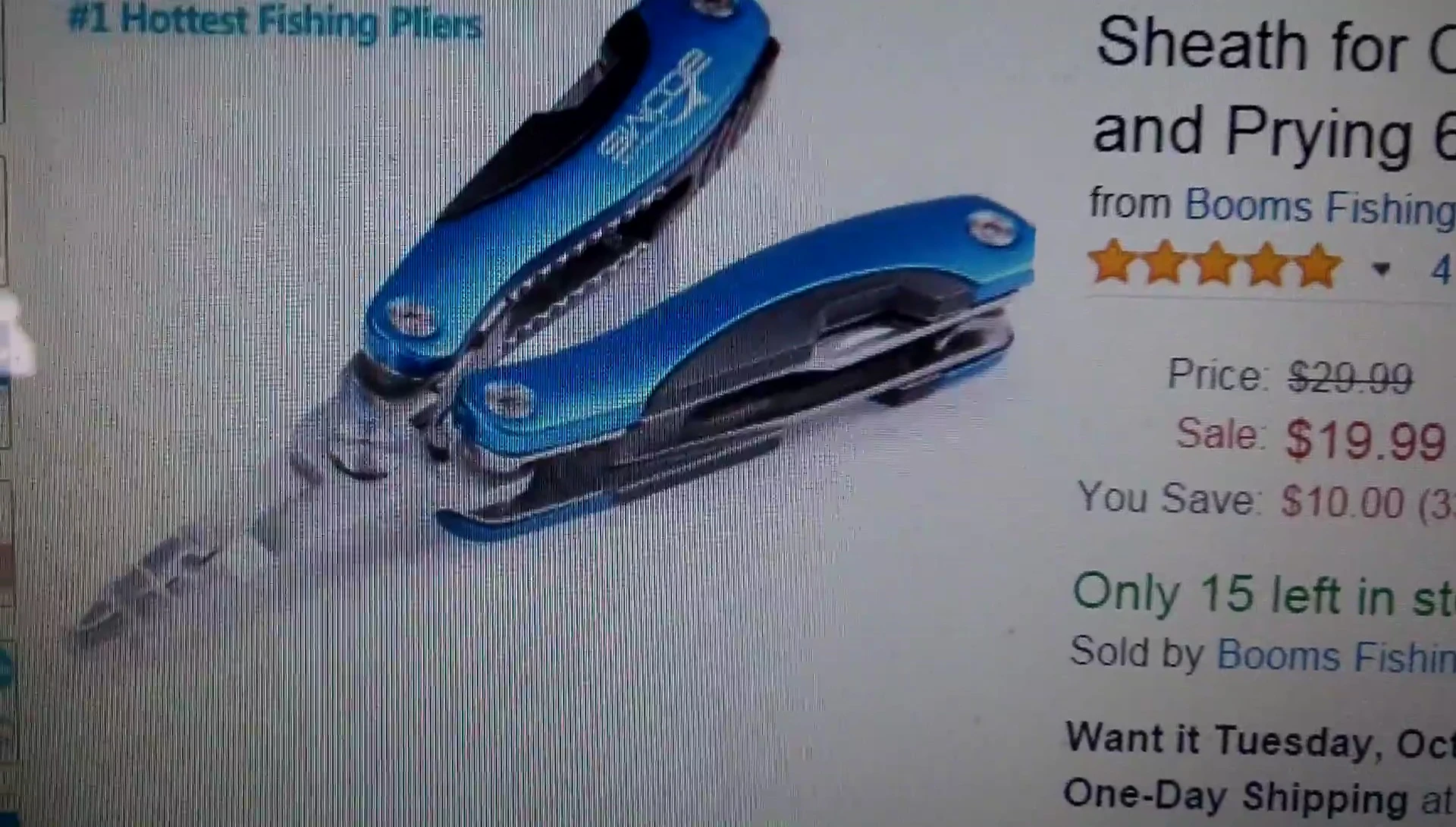 Pliers being used for fishing