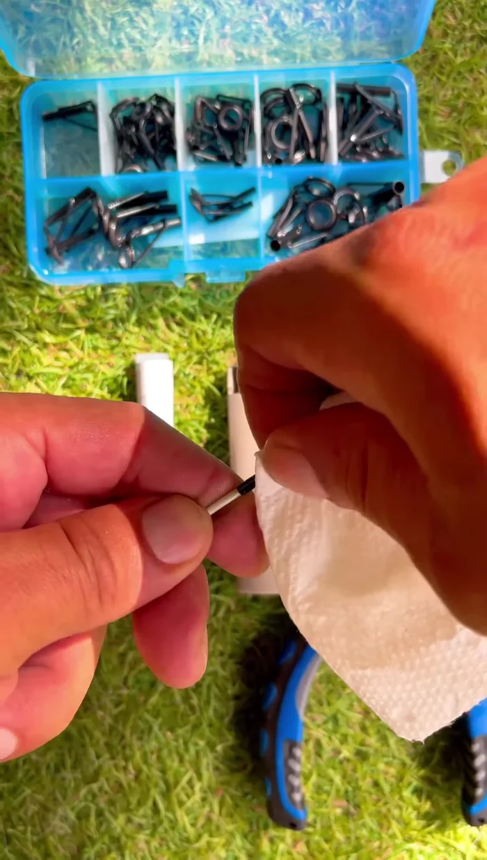 Wipe away any excess glue from the rod.