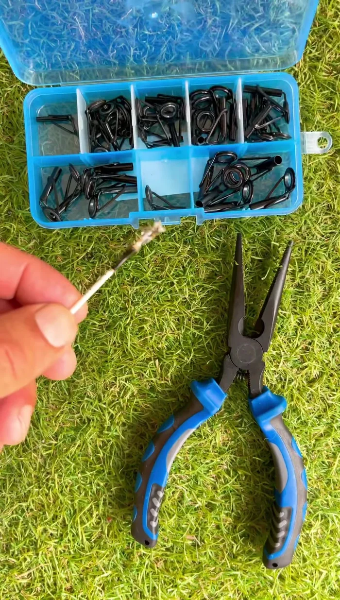 Slide the new rod tip onto the rod and push it down firmly with pliers to secure it.