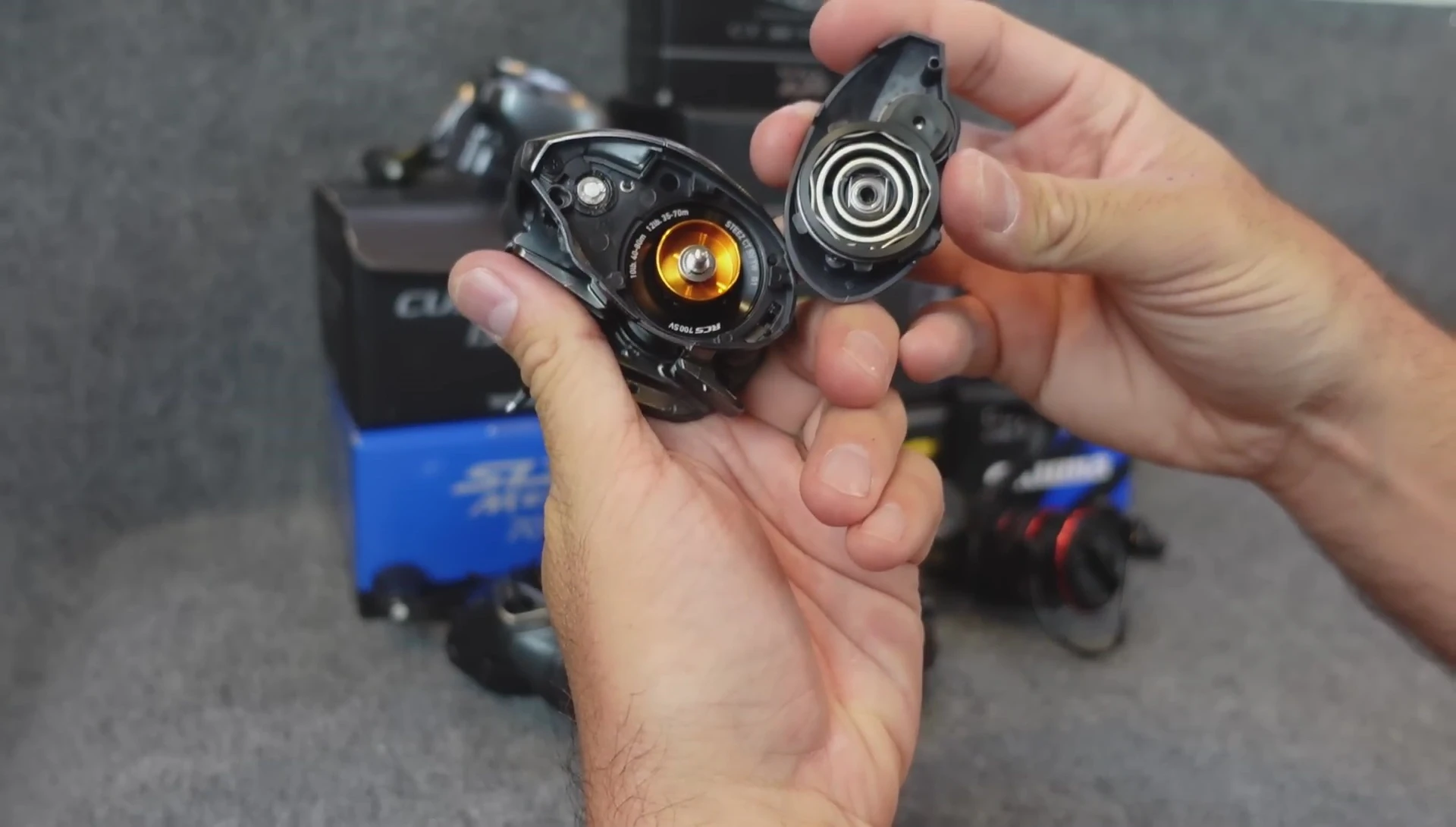 Close-up of the Daiwa Steez's internal mechanism